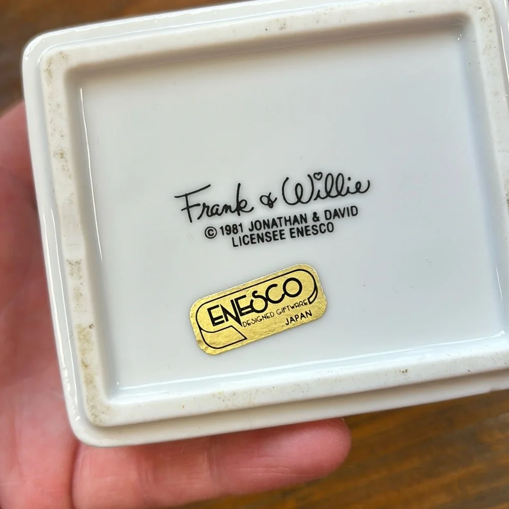 Vintage Enesco Frank & Willie funny trinket dish